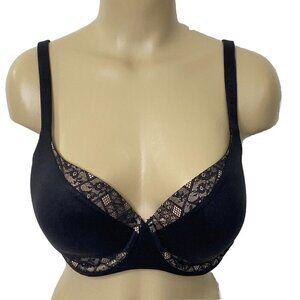 Victorias Secret Lined Demi Bra Womens size 36DD Underwire Black